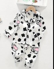 Girls/baby Cow Print  Satin/silky pj set girls 4/5years