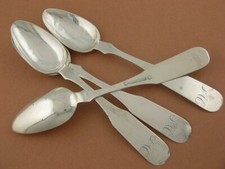 4 Early Coin Silver Spoons