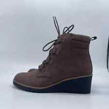 LifeStride Womens Zone Brown Ankle Wedge Boots Shoes 6Medium (B,M)