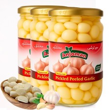 Anjoman Pickled Peeled Garlic/White Crunchy & Tangy Delight 3x(660g)