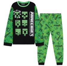 Minecraft Kids Pyjama Set Long Sleeved Sweatshirt Top Pants Bottoms Nightwear