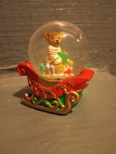Harrods Red Mini Christmas Snow Globe Teddy Sleigh Presents Festive Ornament