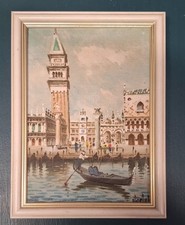 Small Vintage Orignal Water Colour Painting Of Venice. Signed.