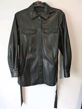 Marks & Spencers Collection Faux Leather Coat Jacket UK 8 Black Belted Pockets