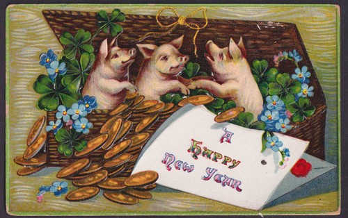 Prosperity pig postcard - postcard, 3