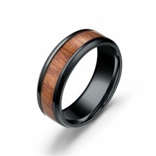 Black Steel Wood Ring UNISEX