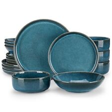 vancasso 18/16 piece Dinner Set Plates and Bowls Stoneware Blue Service for 6/4