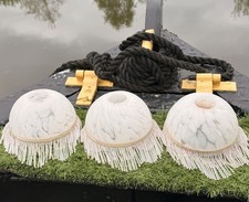 3x Art Deco marble milk glass