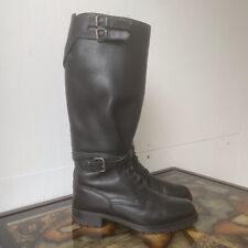 Vintage Polo Ralph Lauren black Riding Boots Buckle Biker Style Knee High