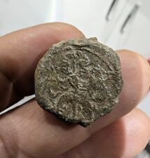 Metal Detecting UK Medieval Lead Trading Weight With letters And Standing Figure