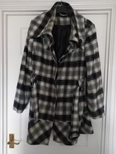 Red Herring Debenhams Grey Black White Checked Womens Coat Size 16
