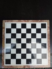 Lovely MARBLE Chess Board - Black & White Marble Squares & Brown Marble Boarder