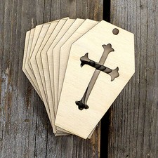 10x Wooden Coffin with Cross