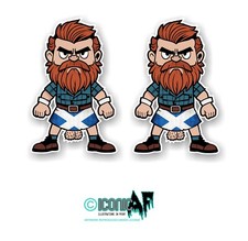SMALL Pair Funny Scotland Scottish Man & St Andrews Flag Kilt Vinyl Car sticker
