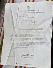 Vintage Hillman Imp Car Hire Purchase Letter from Lloyds & Scottish Finance