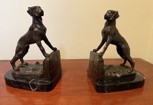 Vintage bronze boxer - bronze, dogs