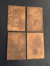 Set Of 4 Antique / Vintage Engraving / Etching Copper Printing Plates