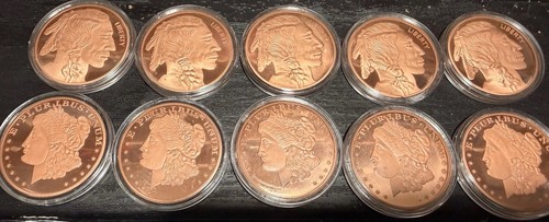 Ten copper rounds - copper, two