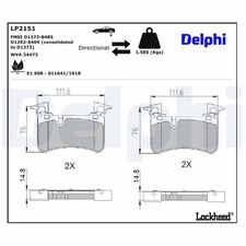 LP2151 BRAKE PAD SET, DISC BRAKE DELPHI