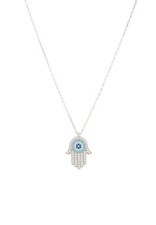 925 Sterling Silver Hamsa Hand With Evil Eye Pendant Necklace Hamza Gift