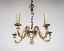 Vintage Murano 5-Arm Ribbed Topaz Glass Chandelier Pendant Lamp – Rewired