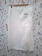 ZARA White Feather Trim Skirt