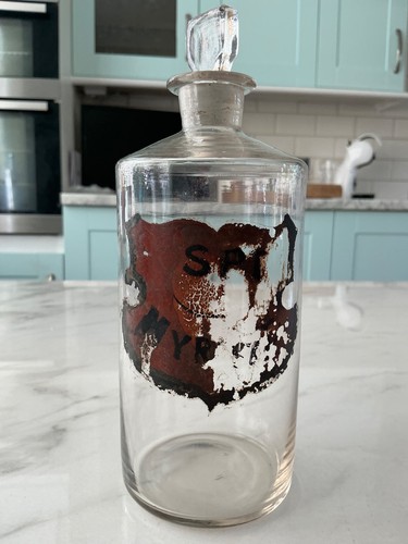 Antique glass flask apothecary - glass,