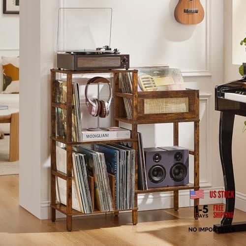 Vintage brown wood record - brown,