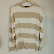 Rockport Men's XXL Crew Neck Striped Long Sleeve Jumper Sweatshirt 100% Cotton 