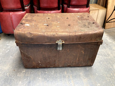 Vintage Old Brown Metal Trunk Chest Storage Coffee Table Toy Box - Project TLC