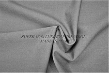 PURE WOOL MID GREY FINE RHOMBUS WEAVE LUXURY TAILORING MADE IN ITALY FOR E51