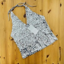 Zara Silver Sequinned Halter