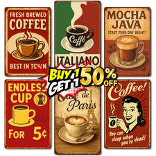 Retro Coffee Plaques METAL
