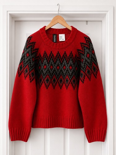 Women red argyle - argyle, boxy