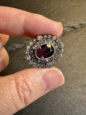 Victorian 900 Silver Purple Paste Cluster Brooch Antique 4.63g – No Reserve