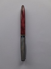 Golden Platignum Quick Change Fountain Pen.Marbled Red. Made in England