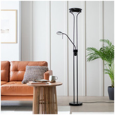 Floor Lamp Black Habitat Father Child Uplighter Reading Light Dimmable 180cm LED