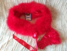 RED MARABOU FEATHERS Shrug/Wrap/Cape & Gloves - NEW w/Tags - FREE U.S. SHIP