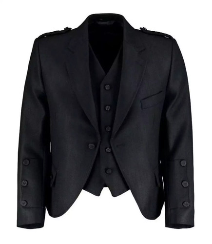 Men scottish black wool - black,