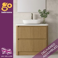 1000 Oak Ribbed Vanity Unit 2