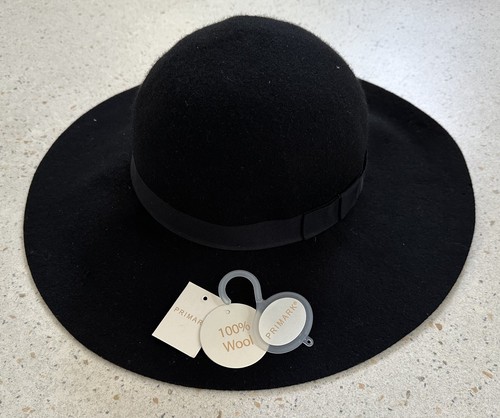 Black brimmed wool hat - ,