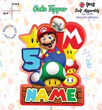 PERSONALISED Super Mario Themed Cake Topper Mario Yoshi Toad VIBRANT COLOURS V2