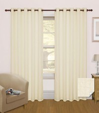 Cream Eyelet Thermal Blackout Curtains Pair 66x72in Noise Reducing