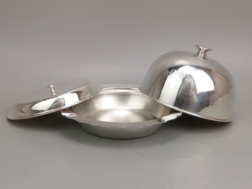 Domed silver plated dish - silver,
