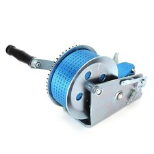 32.8ft 3500 lb Strap Hand Crank Winch Dual Gear Boat Trailer Manual Heavy Duty U