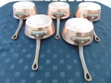 Lot of 5 x Vintage Chomette Favor 18cm Windsor Flared Copper Saucepans 3mm Rim
