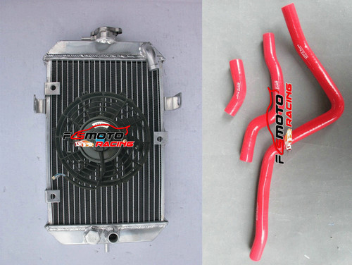 Aluminum radiator red hose fan - radiator+red, hose+fan
