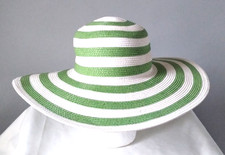 Wide brim green stripe straw