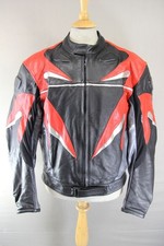 BIKERS GEARBOX BLACK, RED & SILVER LEATHER JACKET 44-46 INCH CHEST