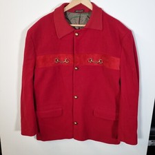 Vintage Greyhound Womens Wool Blend Coat Size XL Red Made in England Jacket